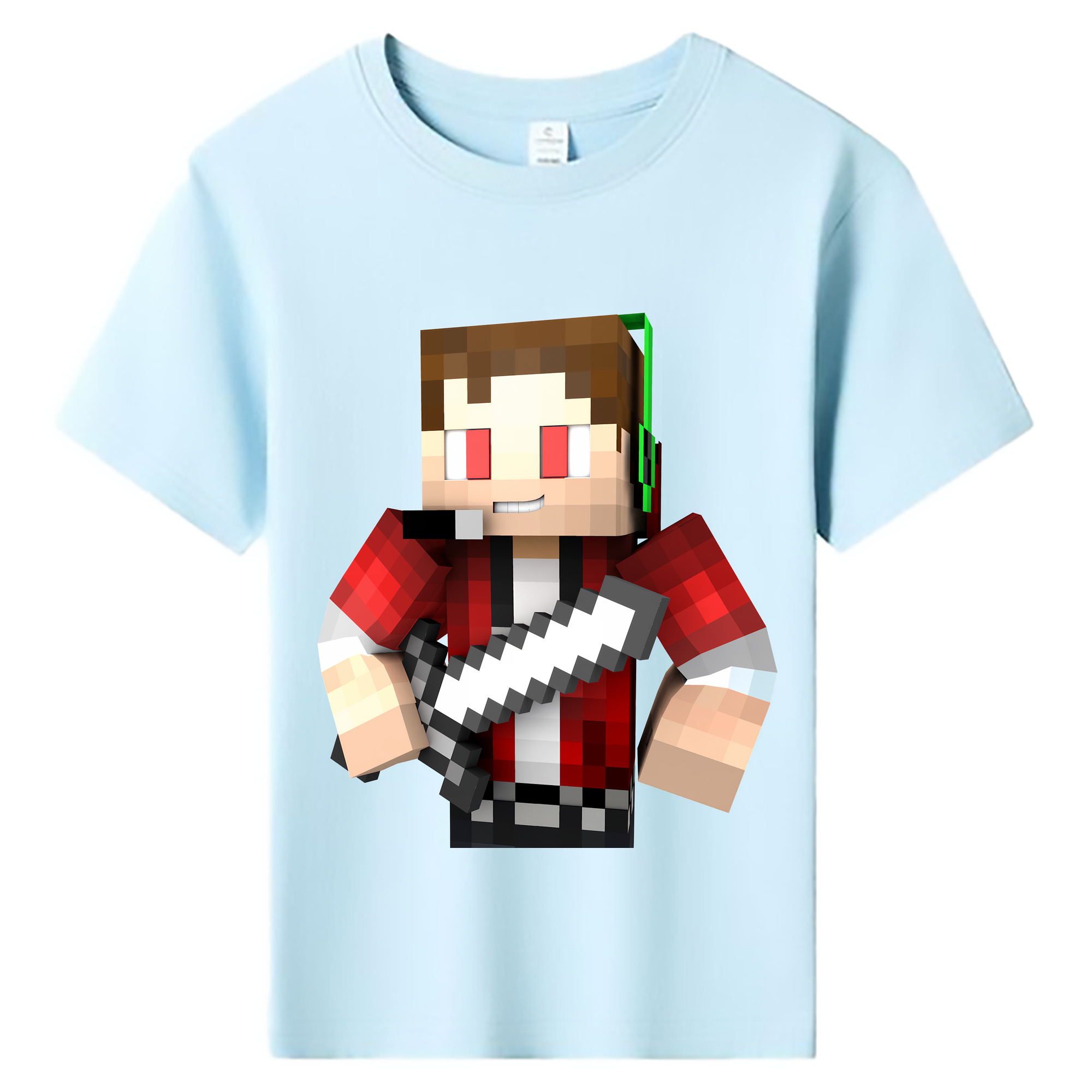 （画像用） マインクラフト ブロックの世界 Minecraft MC Block world 綿100％キッズTシャツ（フロントプリント）